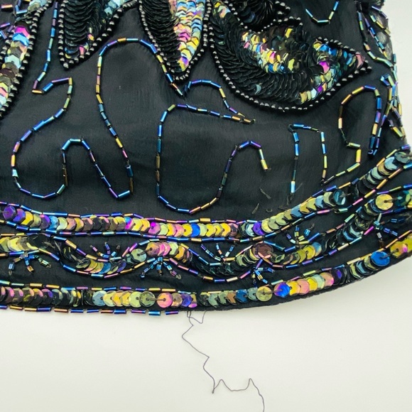 GOLD STAR BLACK BEADED SKIRT AND BLOUSE OUTFIT VINTAGE - Picture 6 of 10